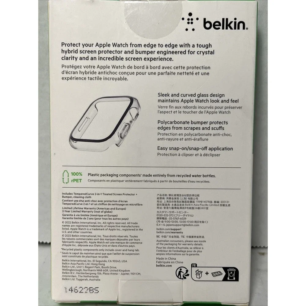 Belkin Screen Force Tempered Glass Protector Bumper fo Watch 7/6/5/4 SE 1st&2nd